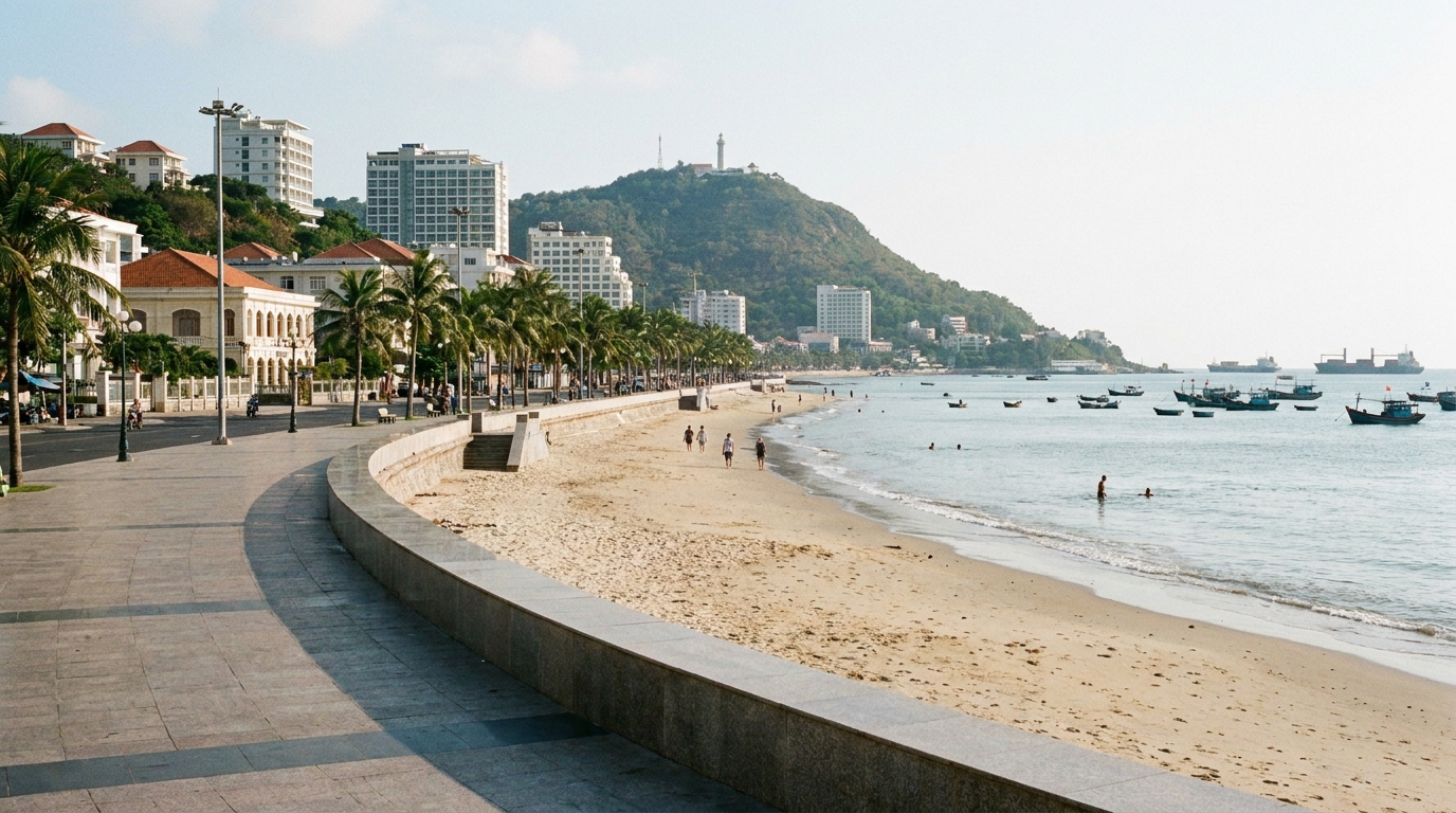 Front Beach in Vung Tau, Vietnam: AI illustration of the area